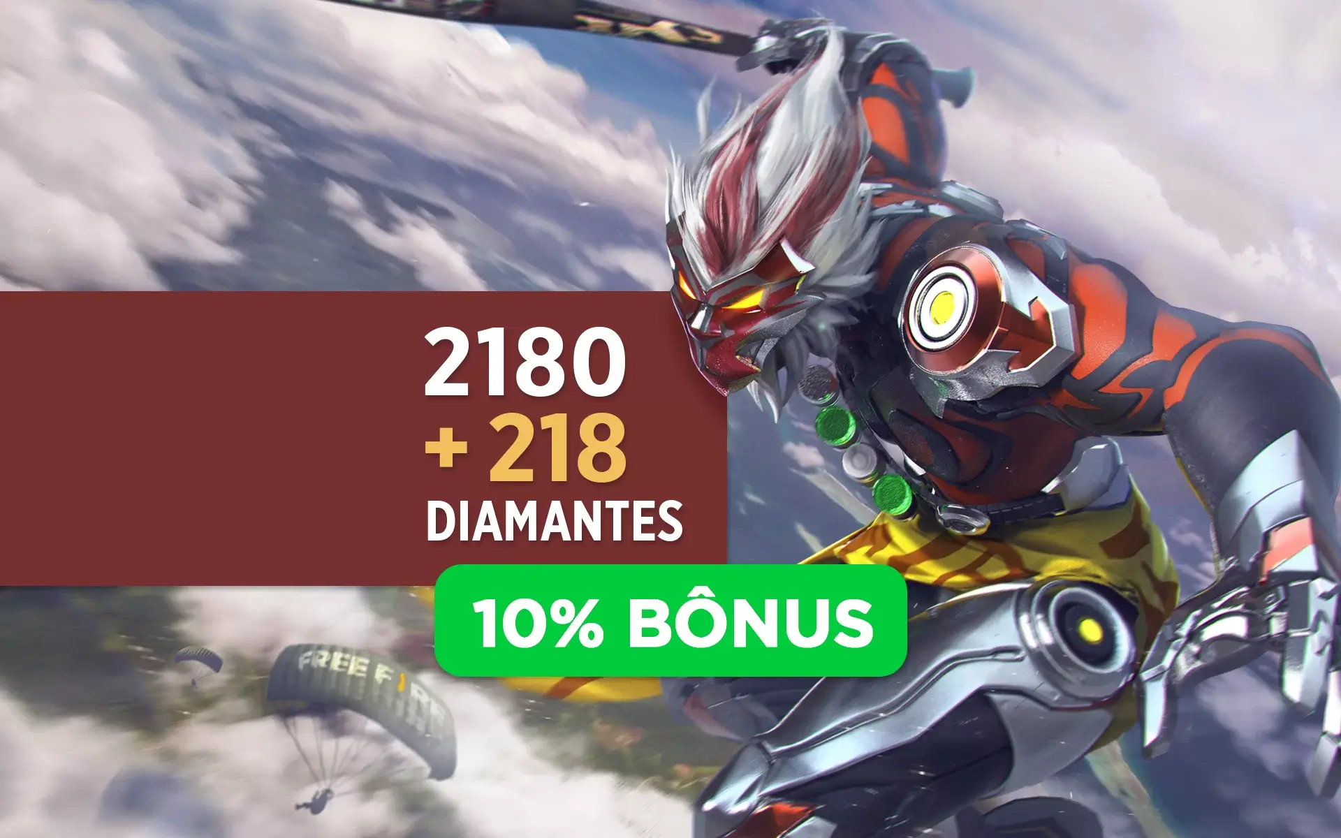 Free Fire - 310 Diamantes + 20% de Bônus - R$13,99