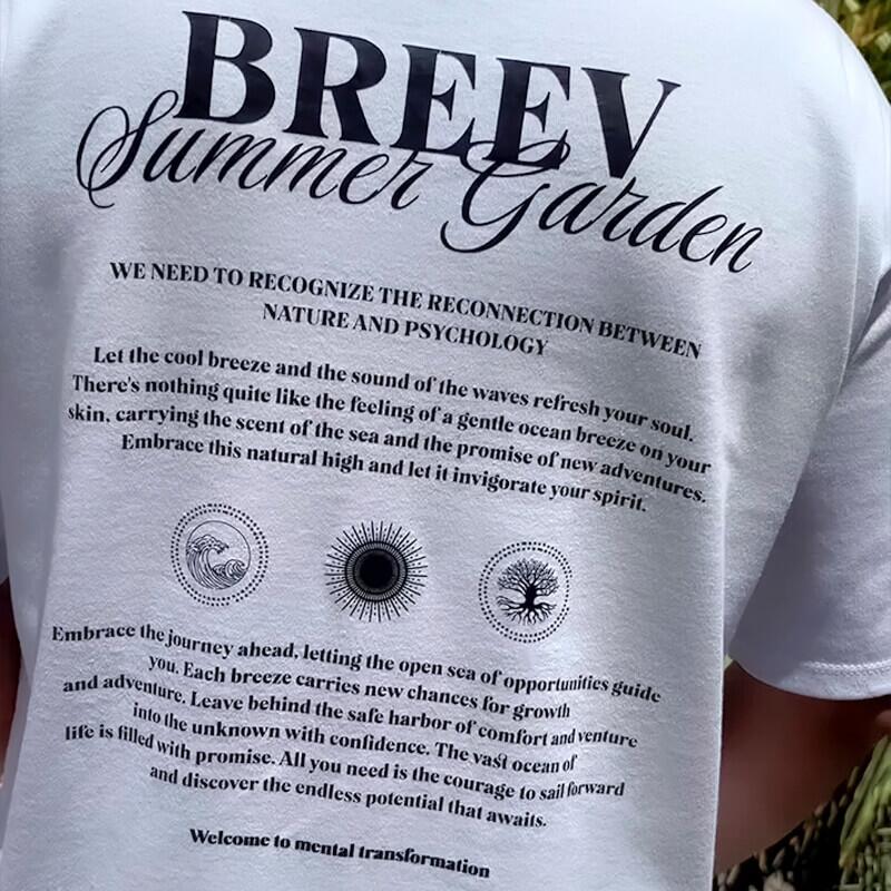 Detalhes da estampa da camiseta oversized Summer Garden da Breev