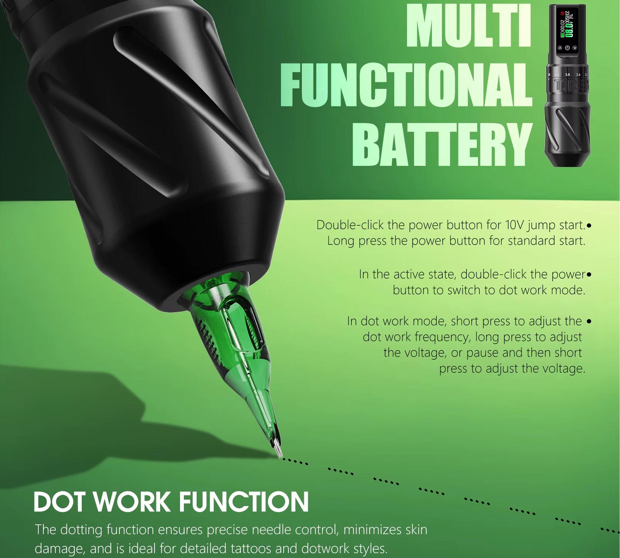 T-rex V1 タトゥーマシン Comprar Maquina Pen TREX V1 Flip Curso Ajustável e Bateria