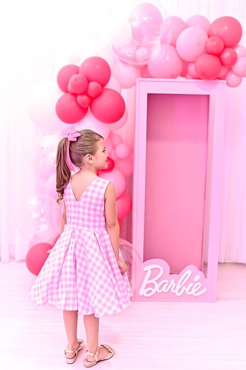 Vestido xadrez filme Barbie para meninas, vestido xadrez infantil
