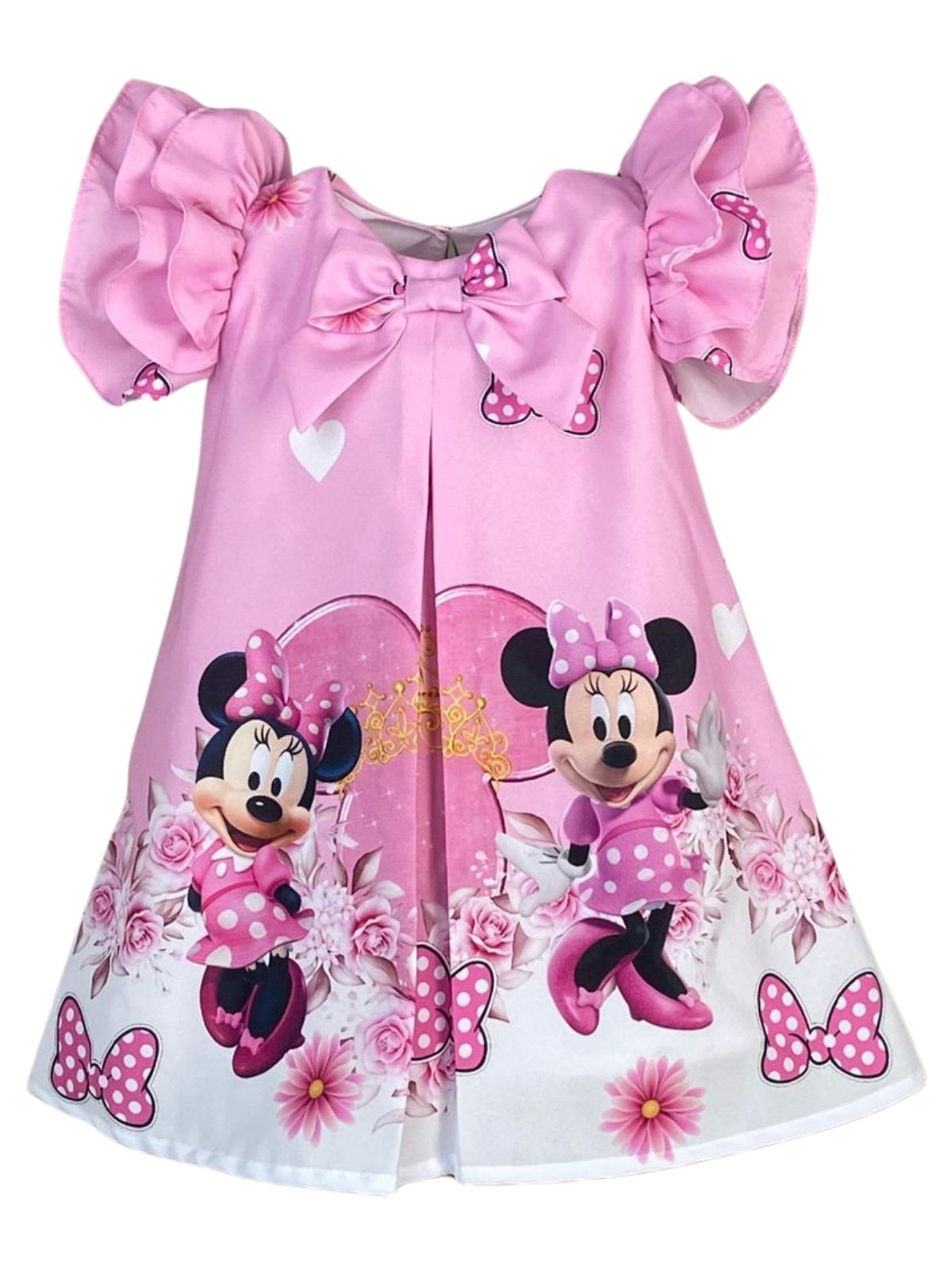 Comprar Vestido Trapézio Minnie Rosa Flores TBM Madaminha Moda