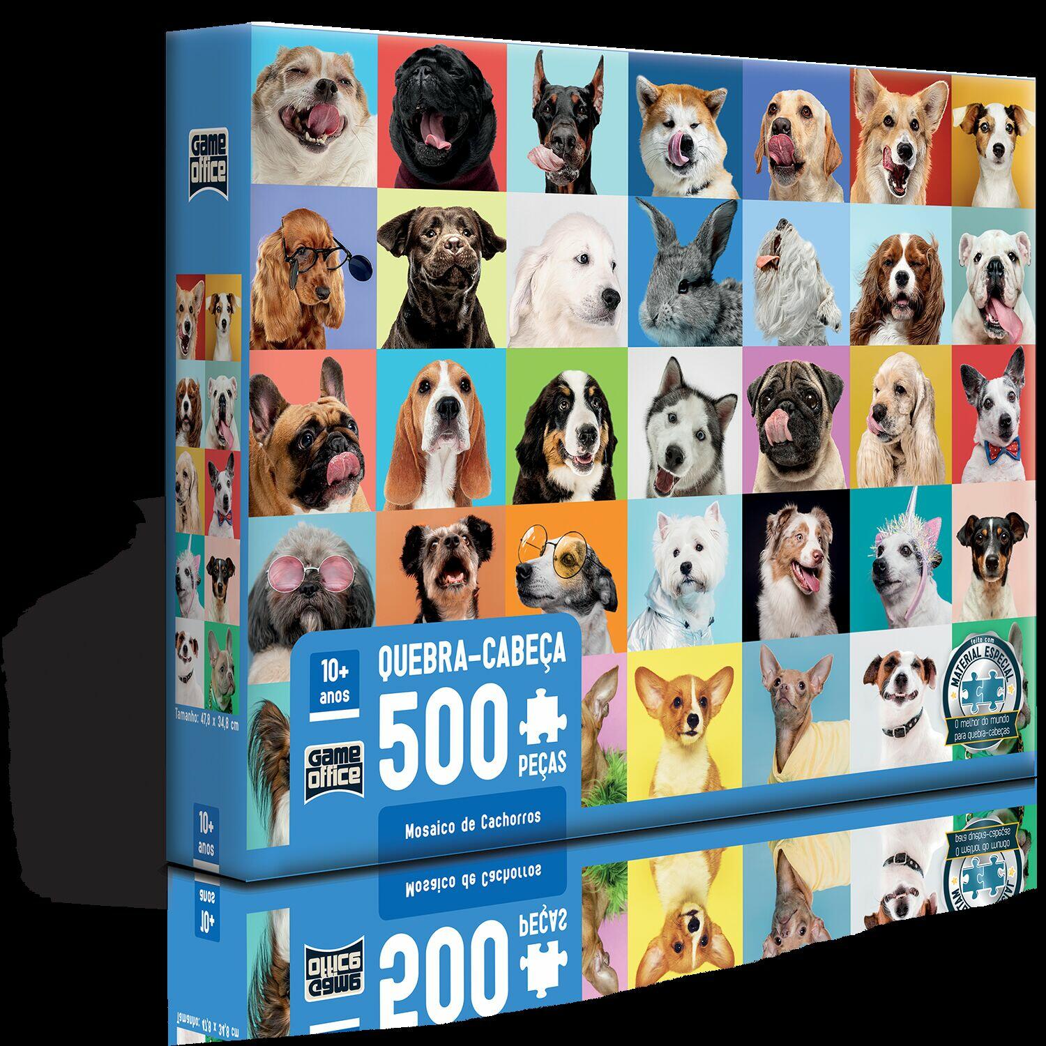 Quebra-Cabeça - 500 Peças - Game Office - Cachorros Mosaico - Toyster