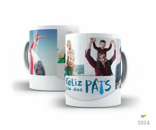 Caneca de Porcelana Branca Feliz dia dos Pais Personalizada