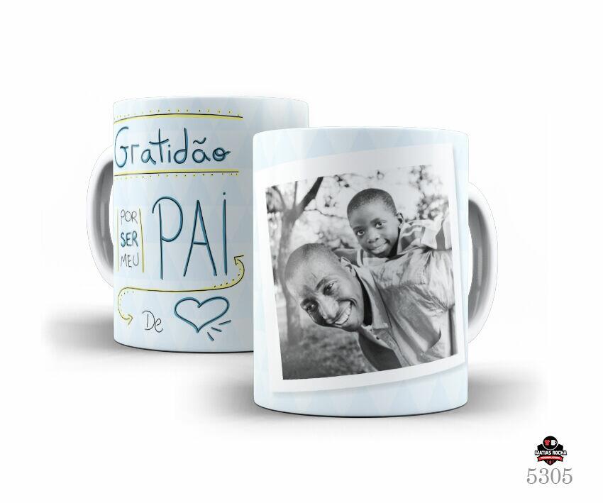 Caneca de Porcelana Branca Gratidão por ser meu pai com foto Personalizada