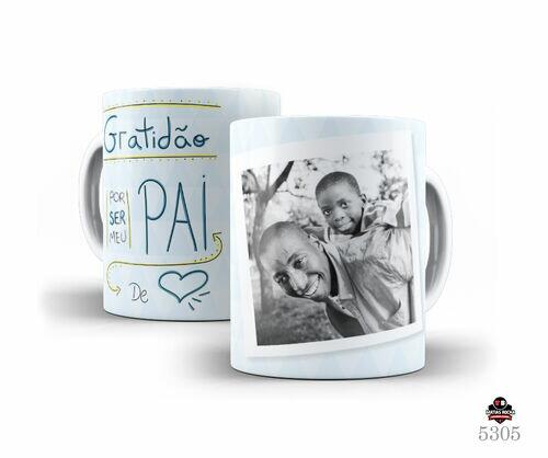 Caneca de Porcelana Branca Gratidão por ser meu pai com foto Personalizada