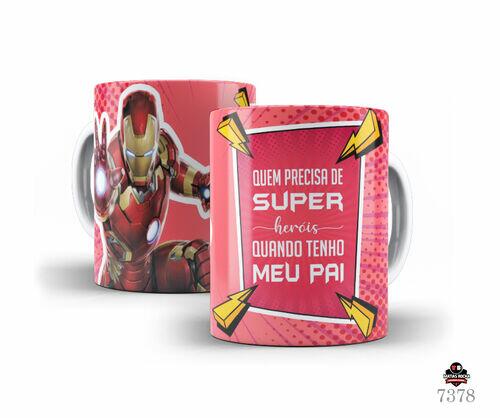 Caneca de Porcelana branca Quem precisa de super heróis quando tenho meu pai Personalizada