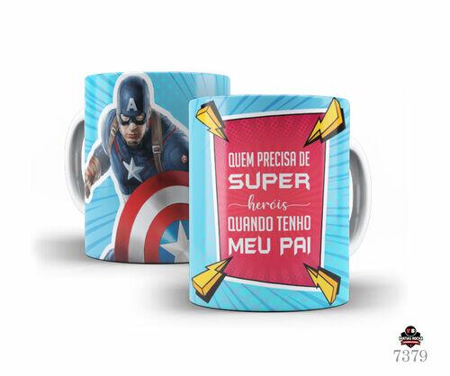 Caneca de Porcelana branca Quem precisa de super heróis quando tenho meu pai Personalizada