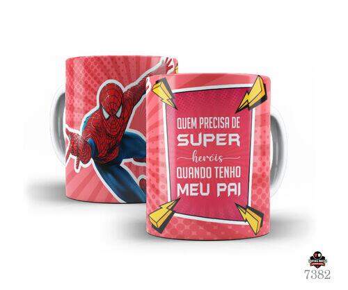 Caneca de Porcelana branca Quem precisa de super heróis quando tenho meu pai Personalizada
