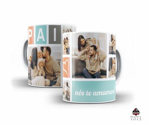 Caneca de Porcelana Branca pai nós te amamos! com fotos Personalizada