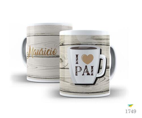 Caneca de Porcelana Branca Eu amo meu pai Personalizada