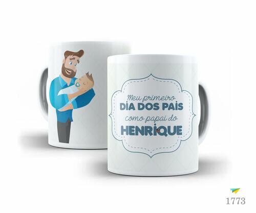Caneca de Porcelana Branca Meu primeiro dia dos pais como papai Personalizada