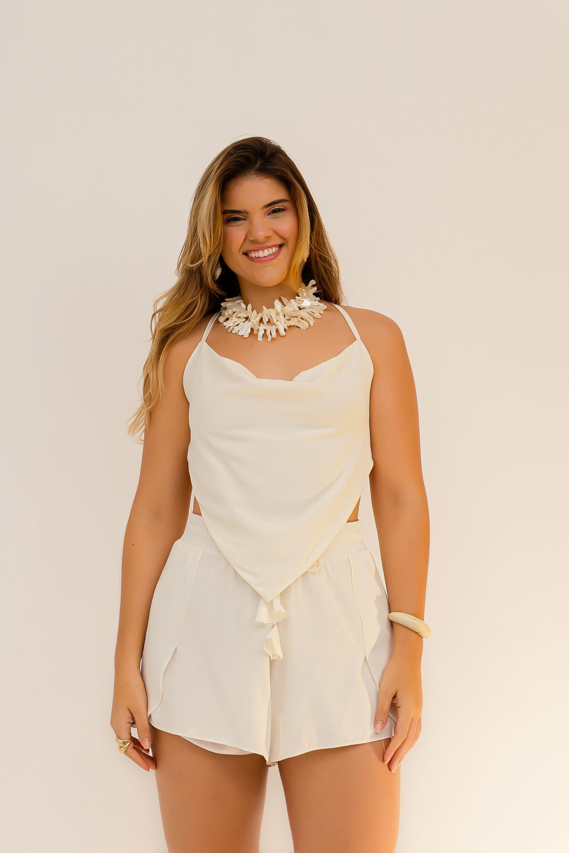 Comprar Top Drapeado Off White - a partir de R$66,31