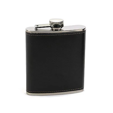 Flasque en Simili Cuir Personnalisé - Flasque de 250 ml en Simili Cuir et Acier Inoxydable de