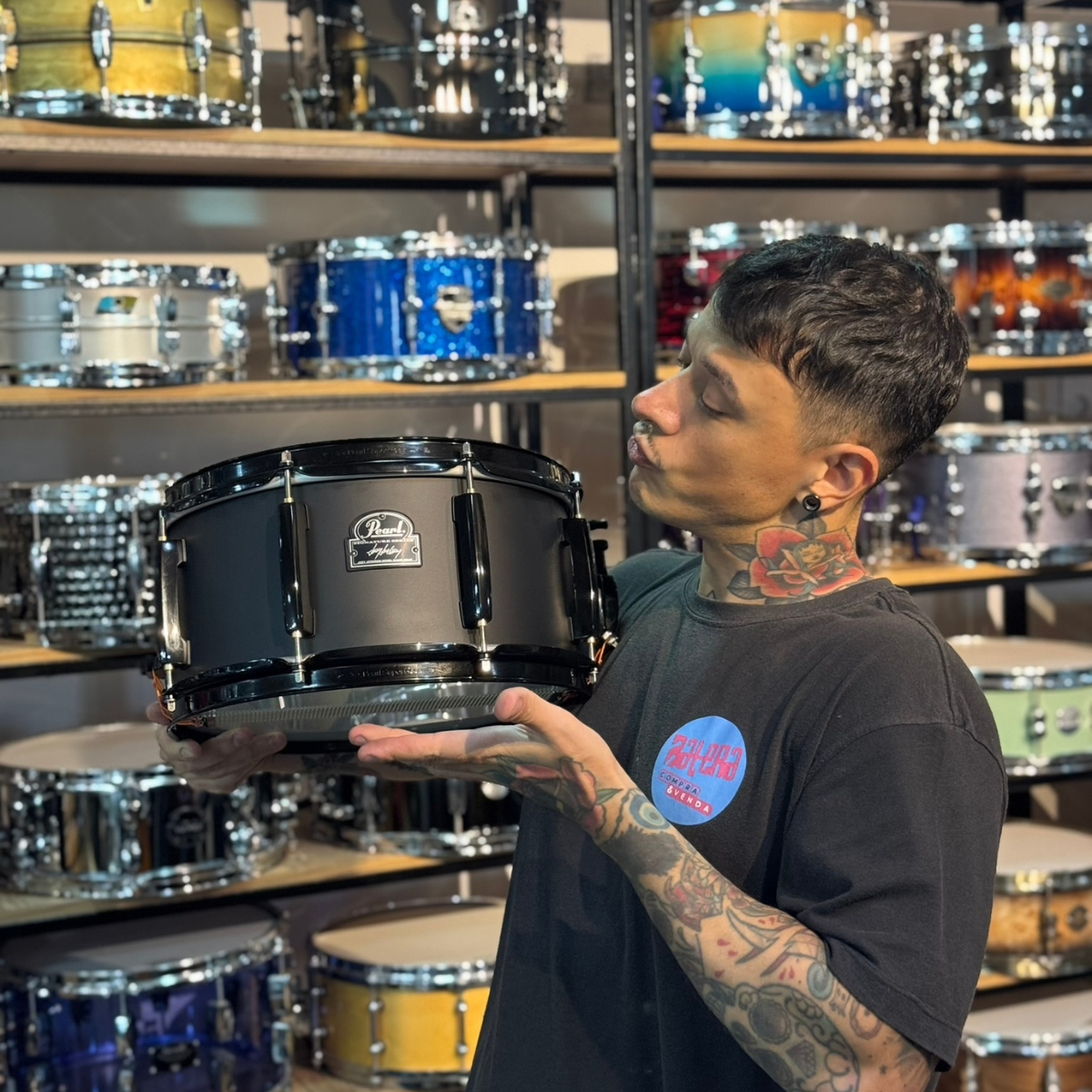 Caixa Pearl Signature Joey Jordison 13x6,5 Black Steel - R$5.450,00