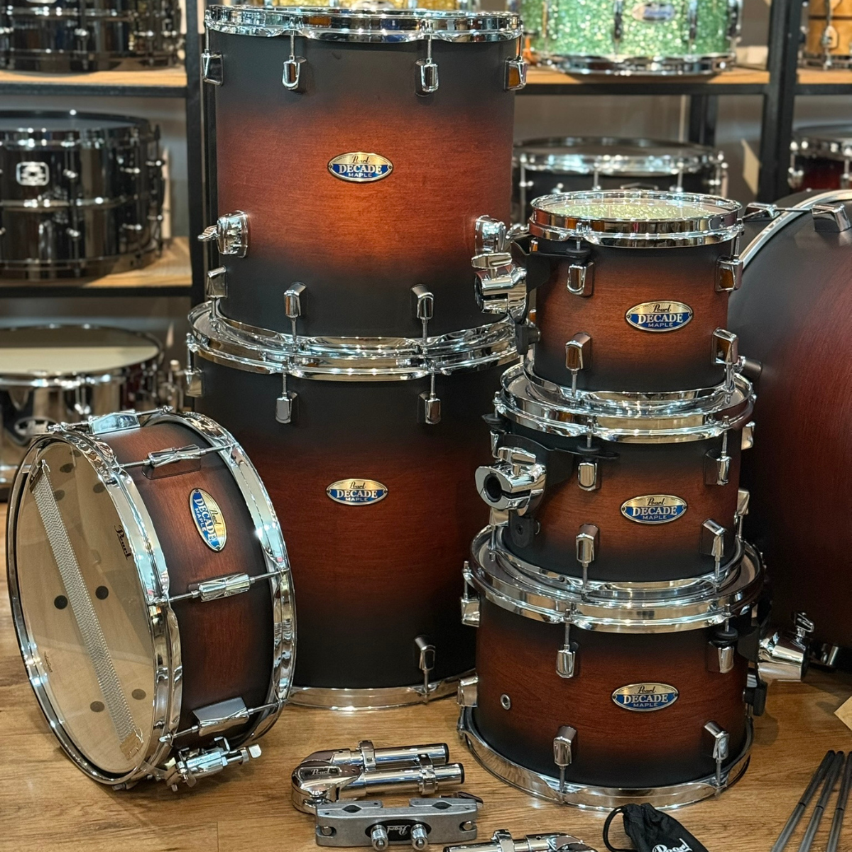 Comprar Bateria Pearl Decade 100% Em Maple Acabamento Satin Brown Burst ...