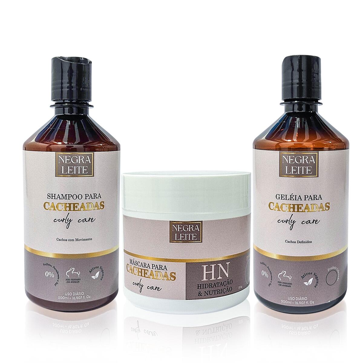 KIT 004 - SHAMPOO + MÁSCARA + GELEIA ATIVADORA CACHOS
