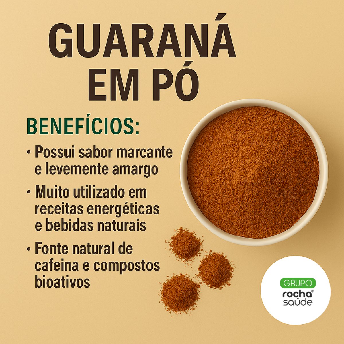 Guaraná em Pó 100g Puro | Rocha Saúde - a partir de R$9,80