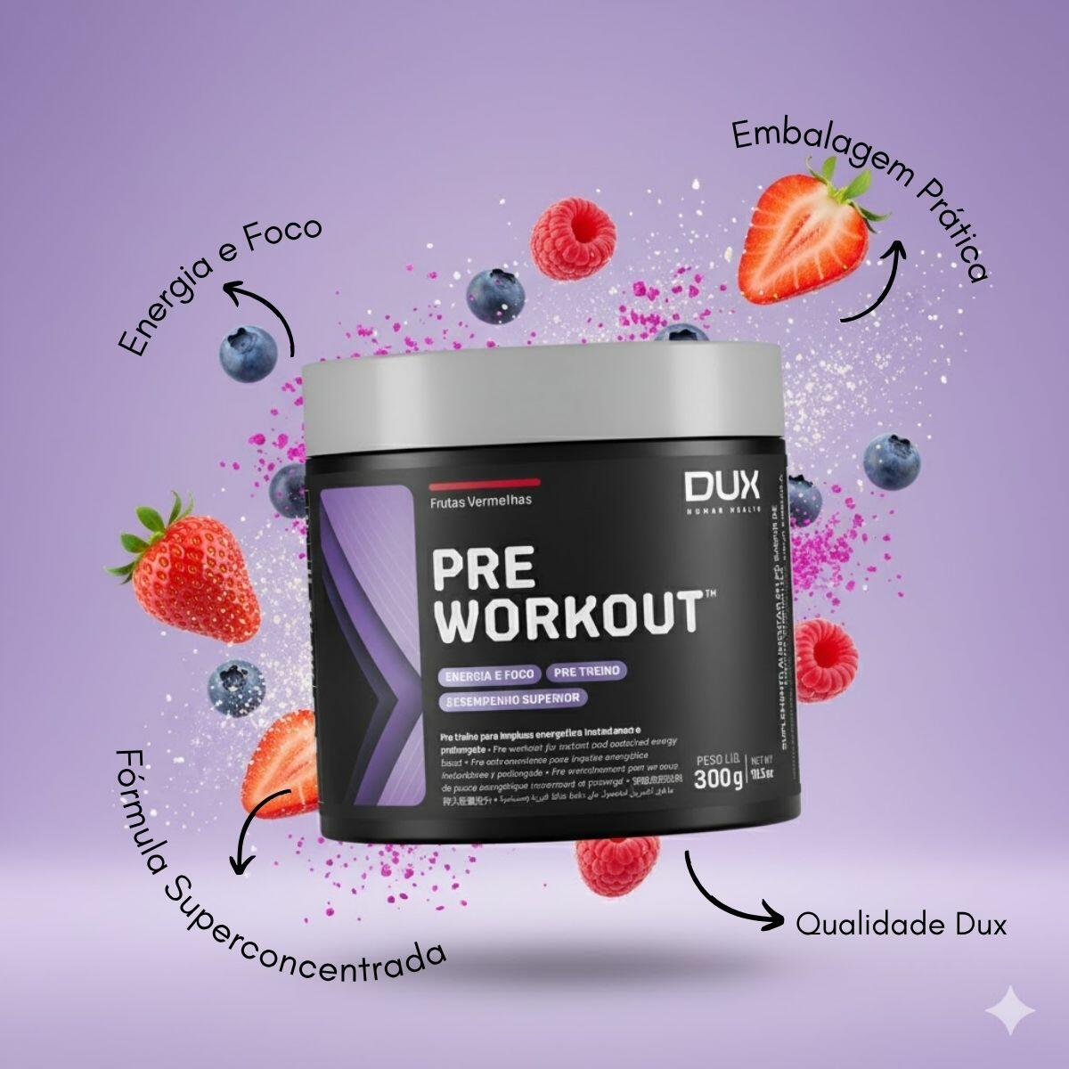 PRE WORKOUT 300G FRUTAS VERMELHAS PRÉTREINO ENERGIA FOCO DUX
