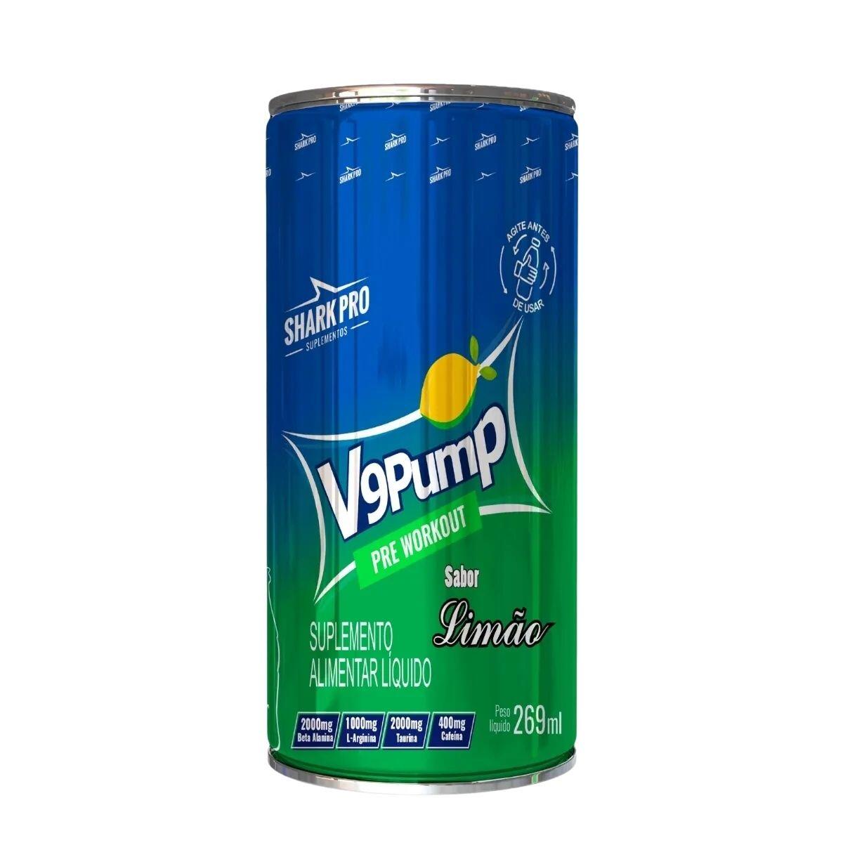 V9 Pump Drink Energetico Pre Treino Limão 269ml Shark Pro - a
