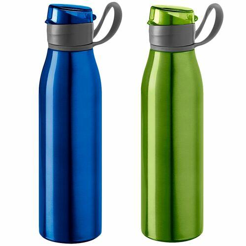 Kit 2x Garrafa Squeeze Alumínio 650 ml Capri TopGet Azul e Verde