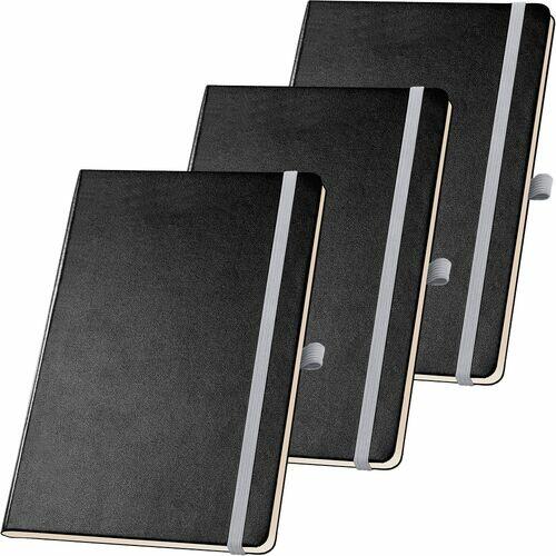 Kit 3x Caderneta de Anotações 13,7x21cm 80 Fls Sem Pauta Preto e Cinza