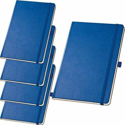 Kit 5x Caderneta de Anotações 13,7x21cm 80 Fls Sem Pauta Azul Royal