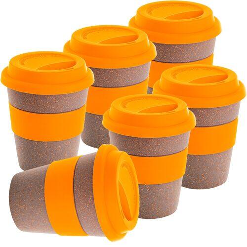 Kit 6x Copo Fibra de Bambu Fiber TopGet Laranja