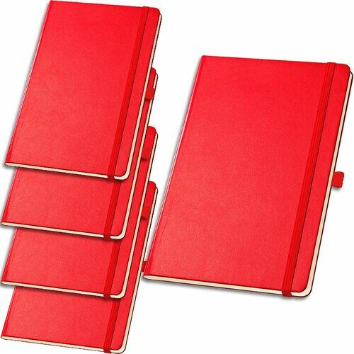Kit 5x Caderneta de Anotações 12x18cm 80 Fls Sem Pauta Vermelho