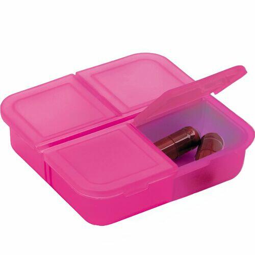Kit 5x Porta Comprimidos com 4 Divisórias TopGet Rosa