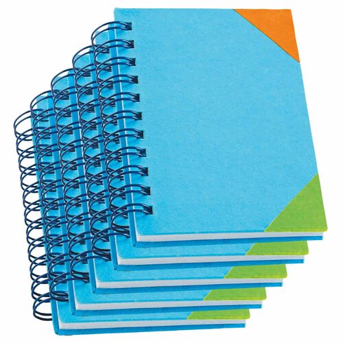 Kit 5x Mini Caderneta Capa Dura 8x10cm 60 Folhas Pautadas Azul Claro