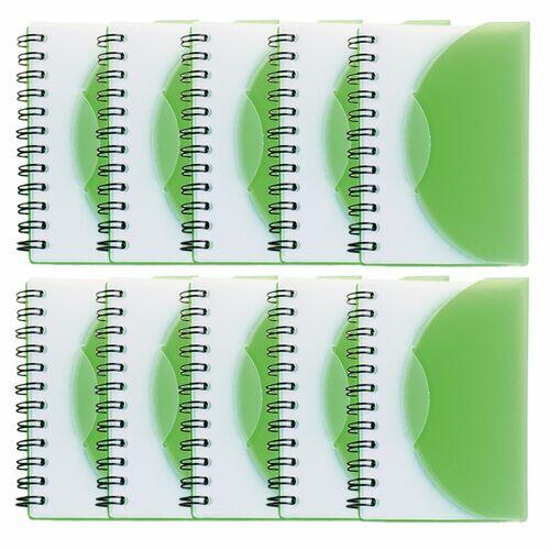 Kit 10x Mini Caderneta Capa Plástica 8x11cm 80 Folhas Sem Pauta Verde Claro
