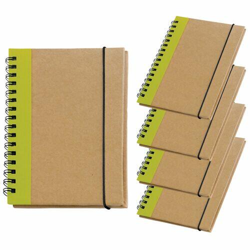 Kit 5x Caderneta de Anotações Ecológica 10x14cm 60 Folhas Sem Pauta Verde Claro