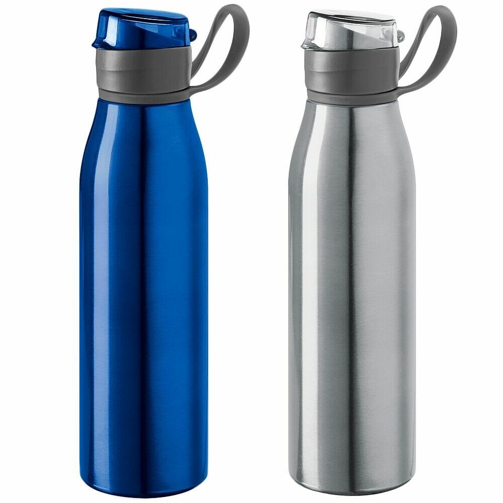 Kit 2x Garrafa Squeeze Alumínio 650 ml Capri TopGet Azul e Cinza