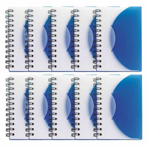 Kit 10x Mini Caderneta Capa Plástica 8x11cm 80 Folhas Sem Pauta Azul