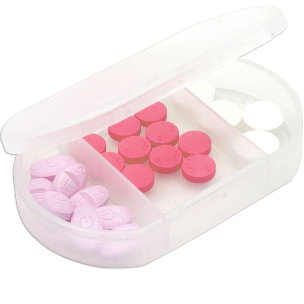 Kit 10x Porta Comprimidos com 3 Divisórias TopGet Branco