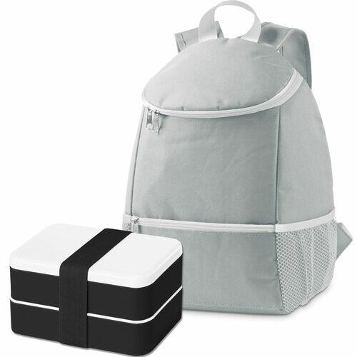 Kit Mochila Térmica Lunch e Marmita TopGet Cinza e Preto