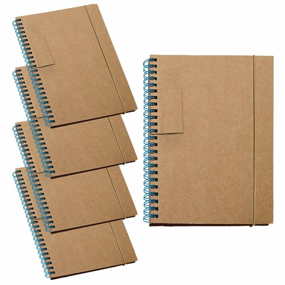 Kit 5x Caderneta de Anotações Ecológica 14x18cm 60 Folhas Pautadas Azul Claro