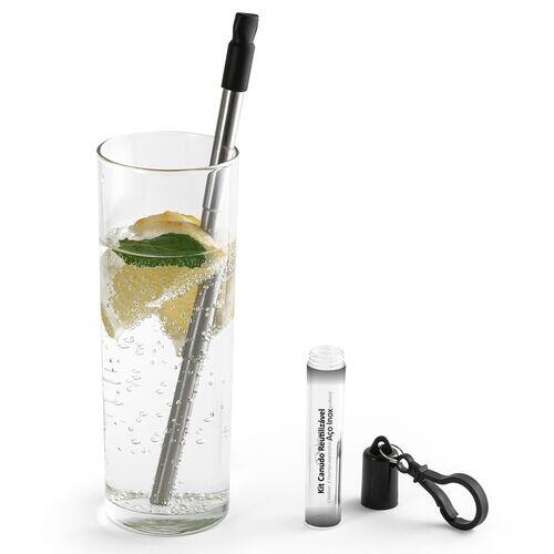 Kit Canudo em Inox e Escova de Limpeza TopGet
