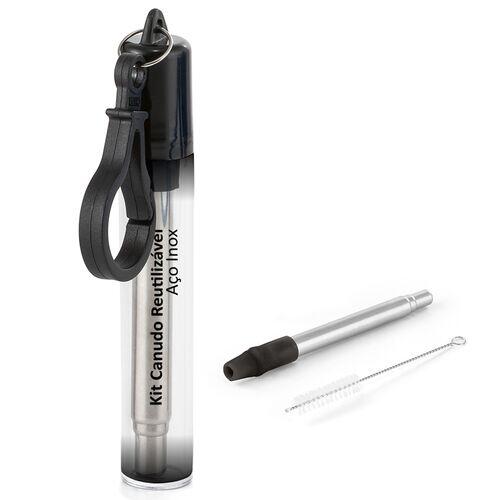 Kit Canudo em Inox e Escova de Limpeza TopGet