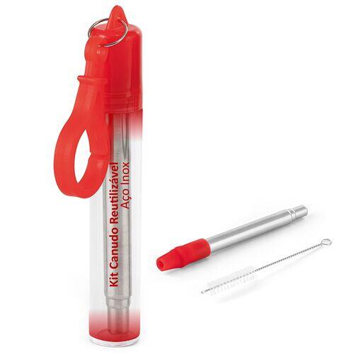 Kit Canudo em Inox e Escova de Limpeza TopGet