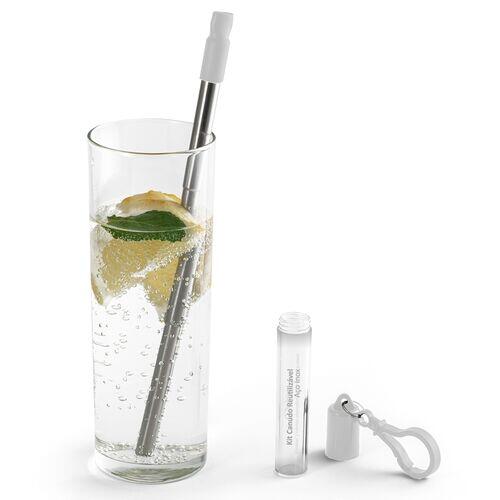 Kit Canudo em Inox e Escova de Limpeza TopGet