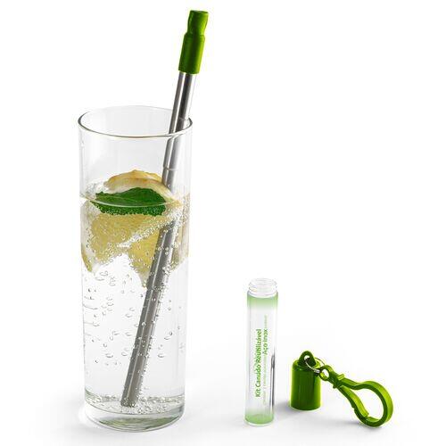 Kit Canudo em Inox e Escova de Limpeza TopGet