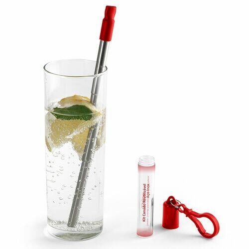Kit Canudo em Inox e Escova de Limpeza TopGet