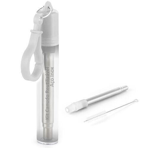 Kit Canudo em Inox e Escova de Limpeza TopGet