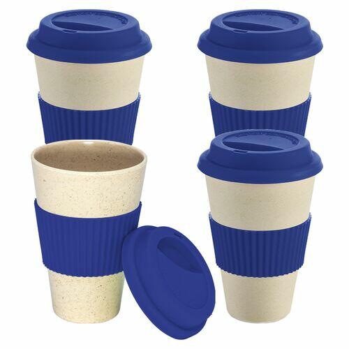 Kit 4x Copo Fibra de Arroz e Bambu Ecologic TopGet Azul