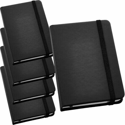 Kit 5x Caderneta de Anotações 9x14cm 80 Fls Sem Pauta Preto