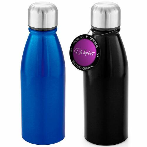 Kit 2x Squeeze Alumínio 500 ml Wave TopGet Azul e Preto