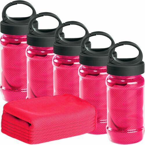 Kit 5x Toalha Esportiva Gelada Refrescante TopGet Rosa