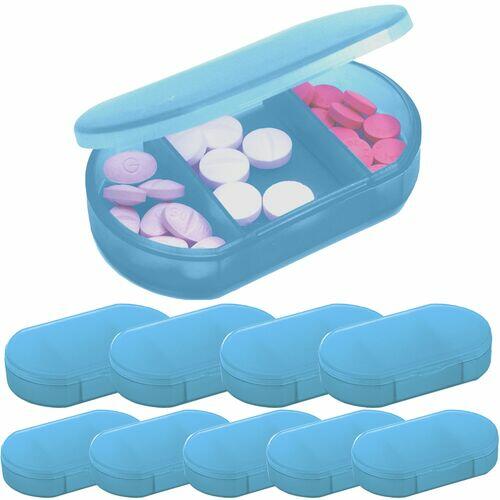Kit 10x Porta Comprimidos com 3 Divisórias TopGet Azul Claro