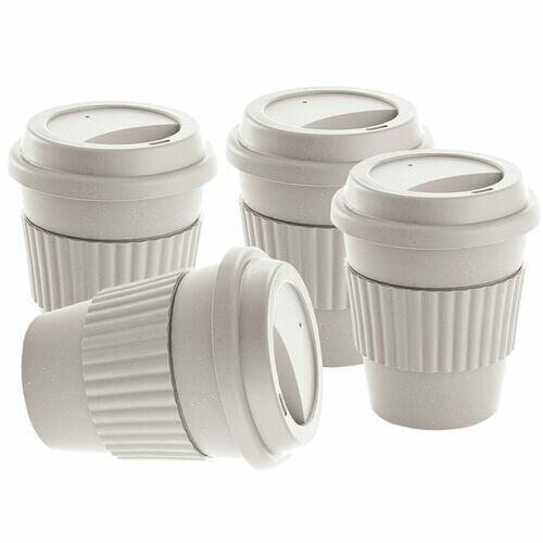 Kit 4x Copo Fibra de Bambu Nature Eco TopGet Cinza